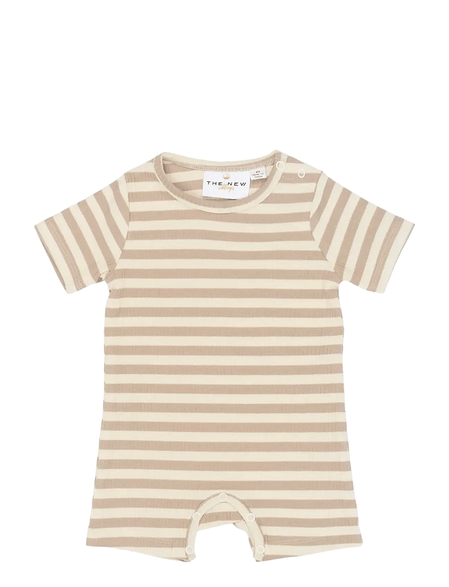 The New - TNSBFro S_S Rib Jumpsuit - kortærmede heldragter - humus striped - 1