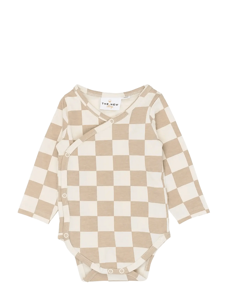 The New - TNSBTheo L_S Wrap Body - langærmede bodyer - humus check - 1