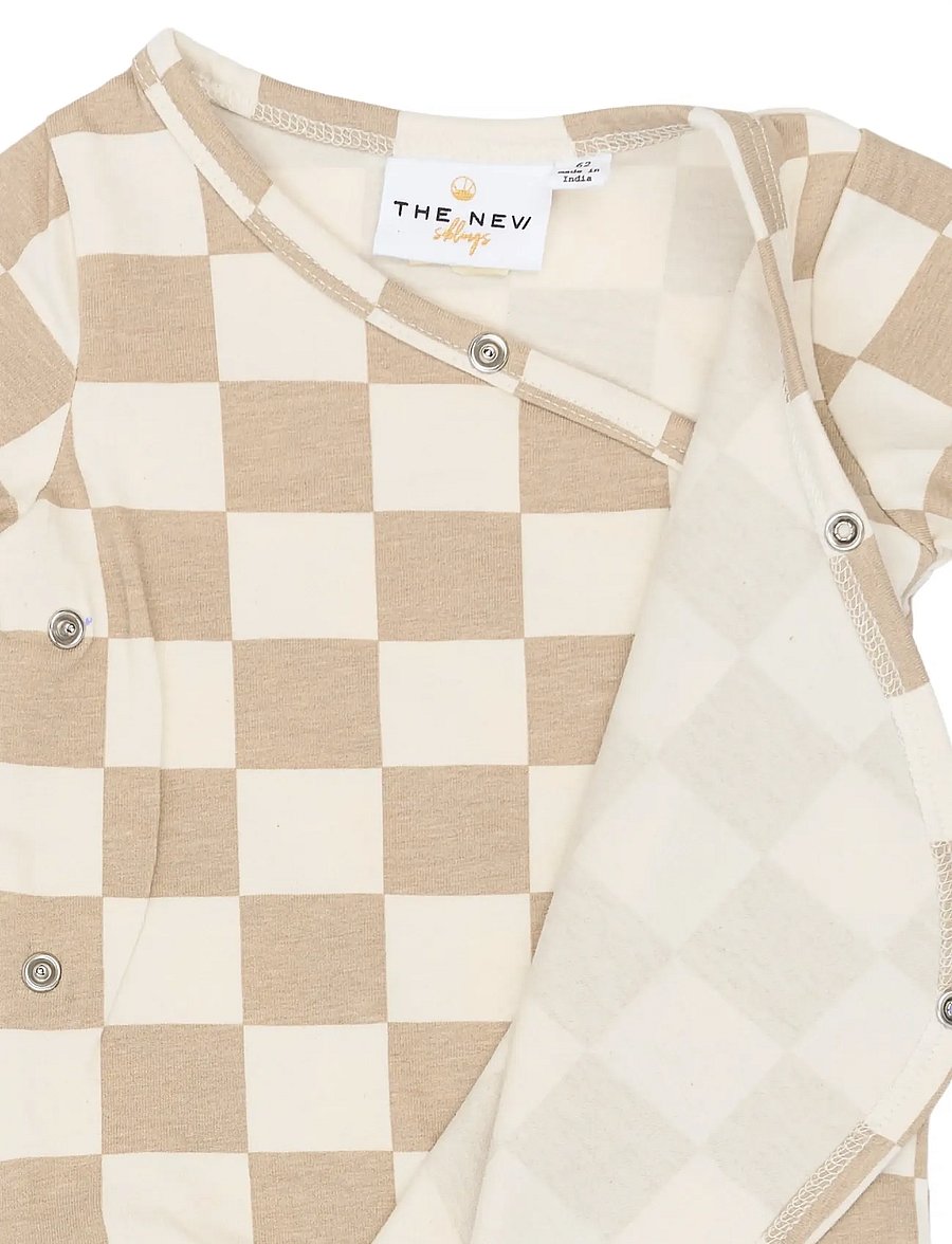 The New - TNSBTheo L_S Wrap Body - langærmede bodyer - humus check - 3