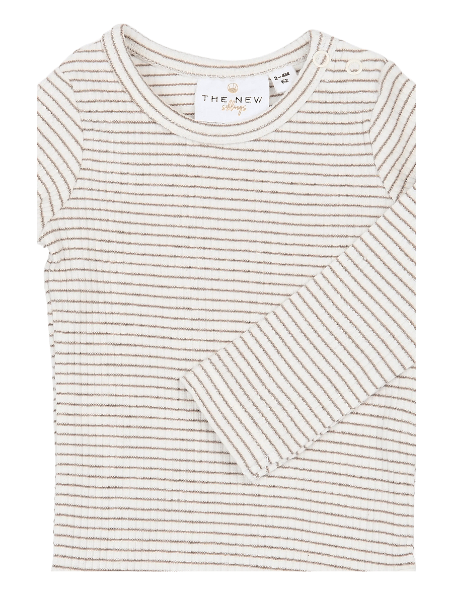 The New - TNSBVitus Rib Leggings - langærmede bodyer - taupe gray striped tn - 1