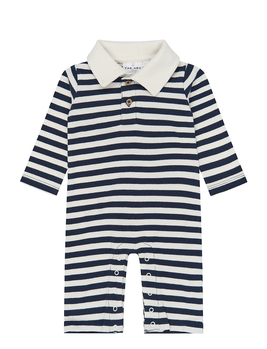 The New - TNSBVolker L_S Polo Jumpsuit - jumpsuits - navy blazer striped - 1