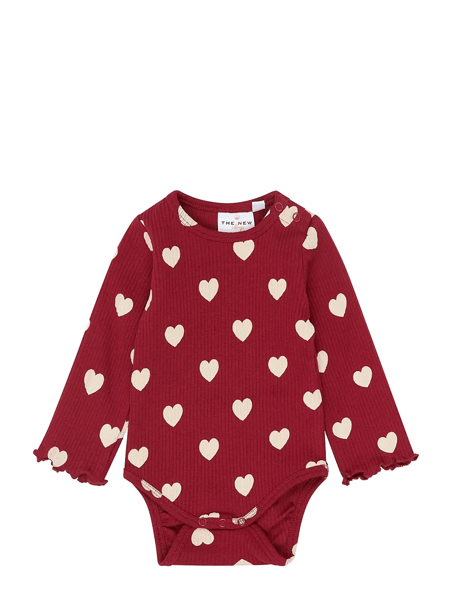 The New - TNSBHoliday Red Heart L_S Rib Body - långärmade bodies - rio red aop tn - 1