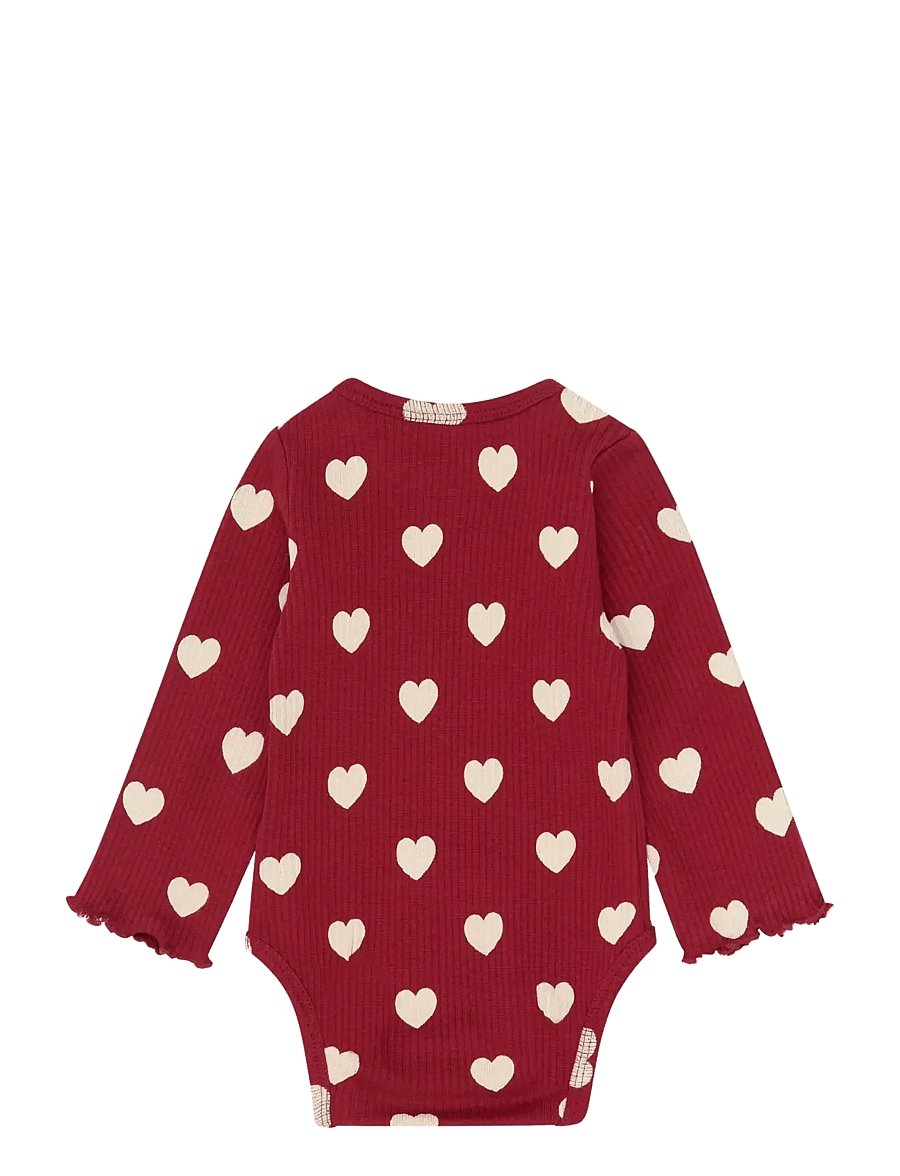 The New - TNSBHoliday Red Heart L_S Rib Body - långärmade bodies - rio red aop tn - 2