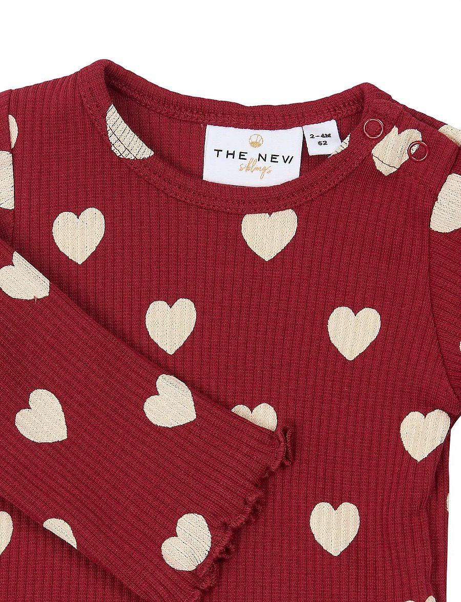 The New - TNSBHoliday Red Heart L_S Rib Body - långärmade bodies - rio red aop tn - 4