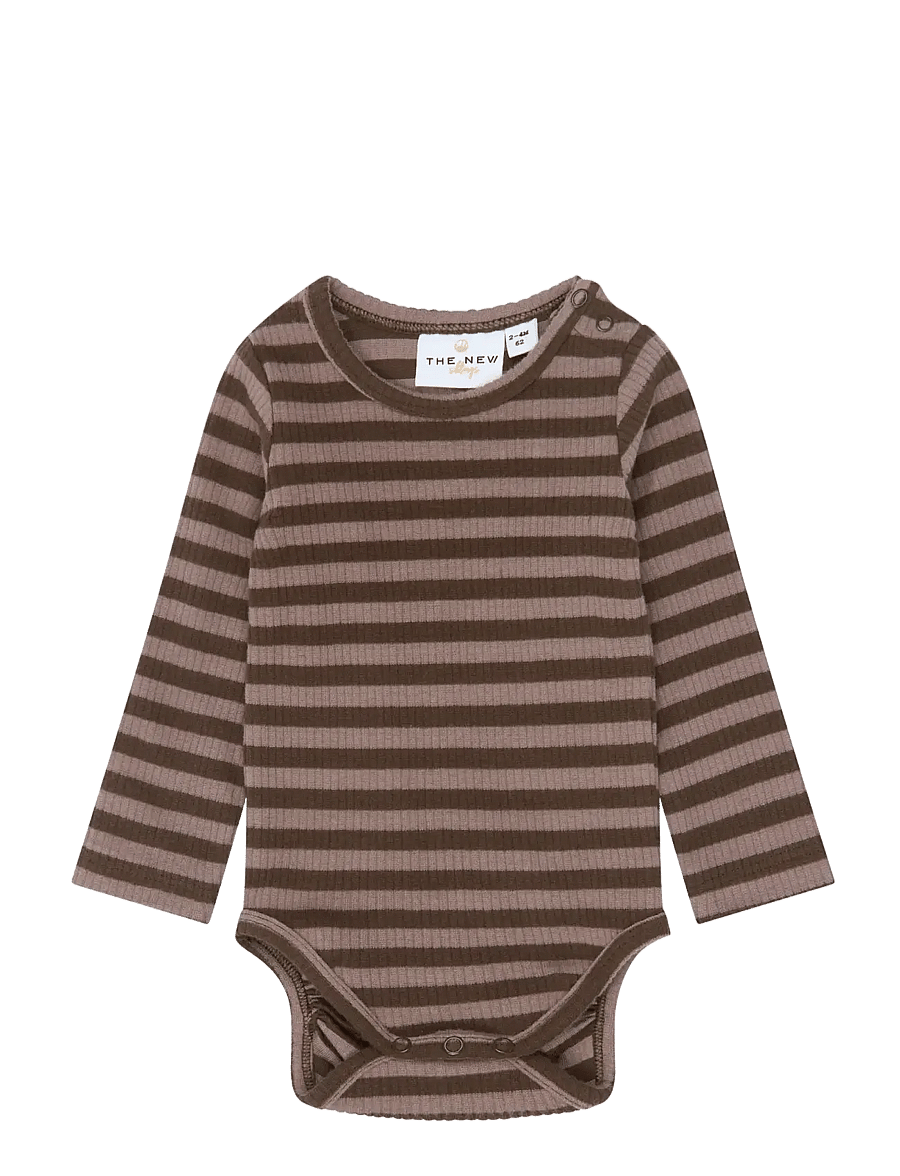 The New - TNSBFro L_S Rib Body - pikkade varrukatega bodid - chestnut striped - 0