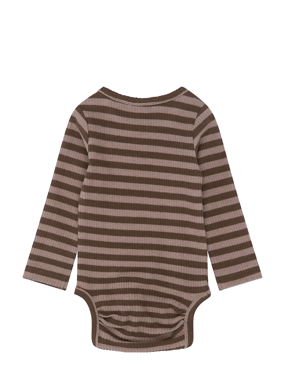 The New - TNSBFro L_S Rib Body - pikkade varrukatega bodid - chestnut striped - 1