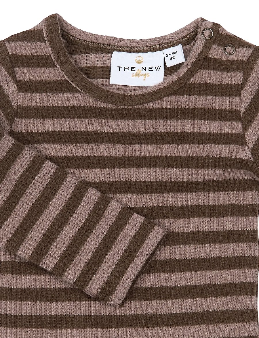 The New - TNSBFro L_S Rib Body - pikkade varrukatega bodid - chestnut striped - 2