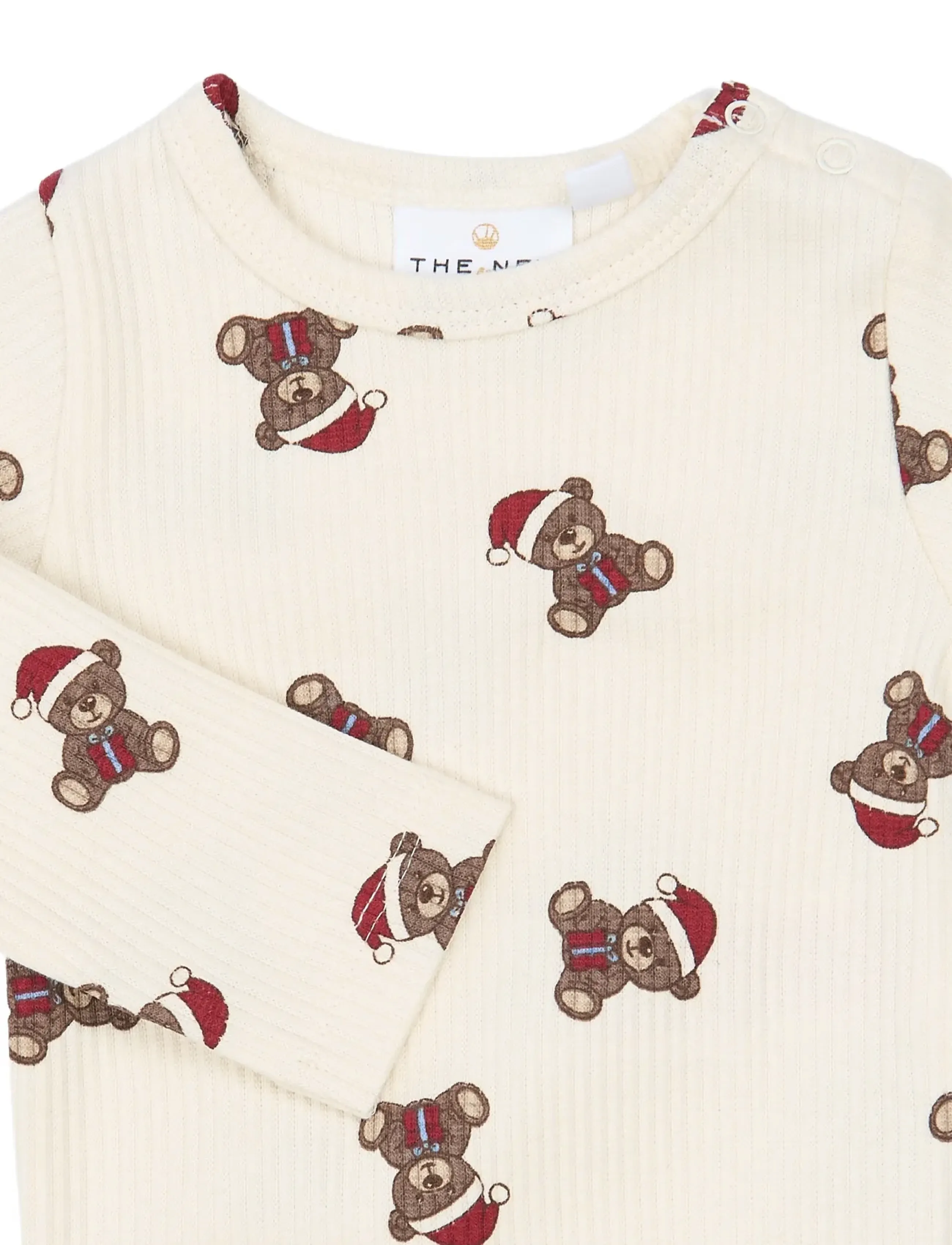 The New - TNSBHoliday Teddy L_S Rib Body - långärmade bodies - gardenia aop - 3