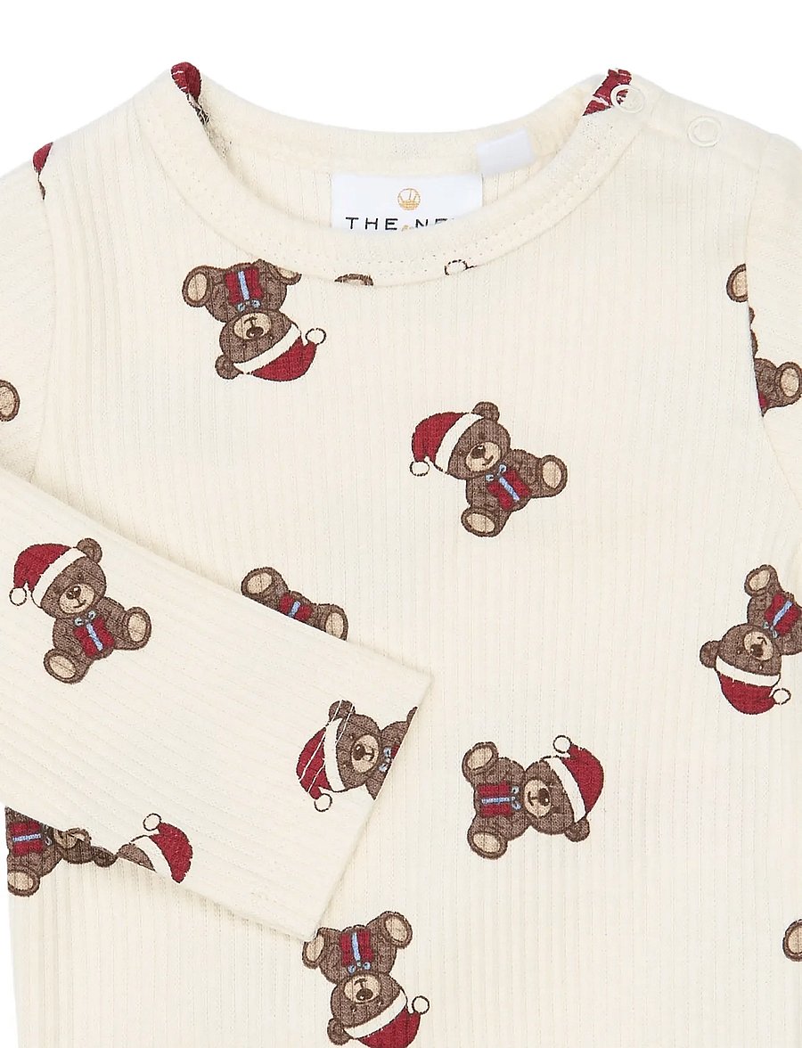 The New - TNSBHoliday Teddy L_S Rib Body - långärmade bodies - gardenia aop - 3