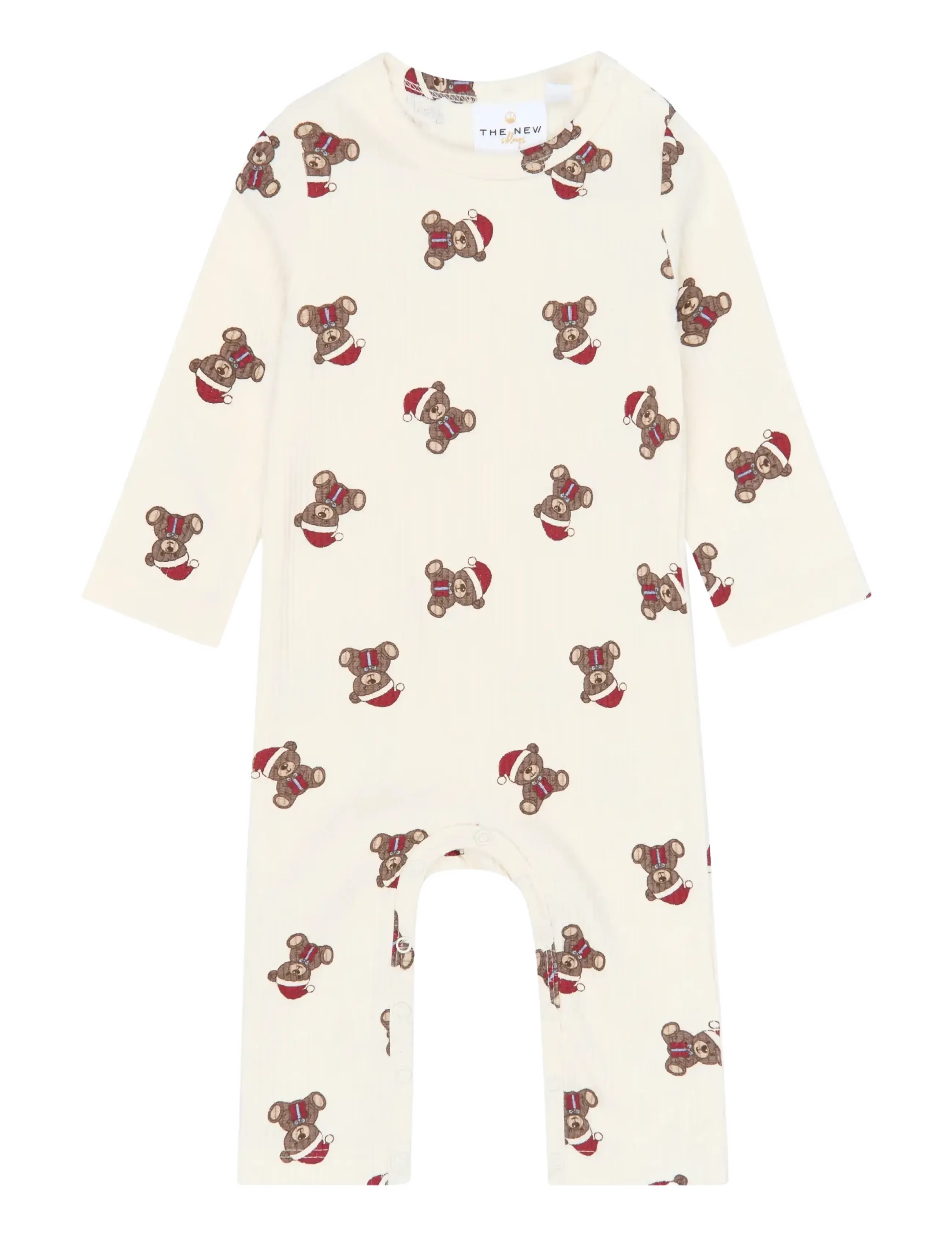 The New TNSBHoliday Teddy L_S Rib Jumpsuit - Kombinesoonid - GARDENIA AOP / cream
