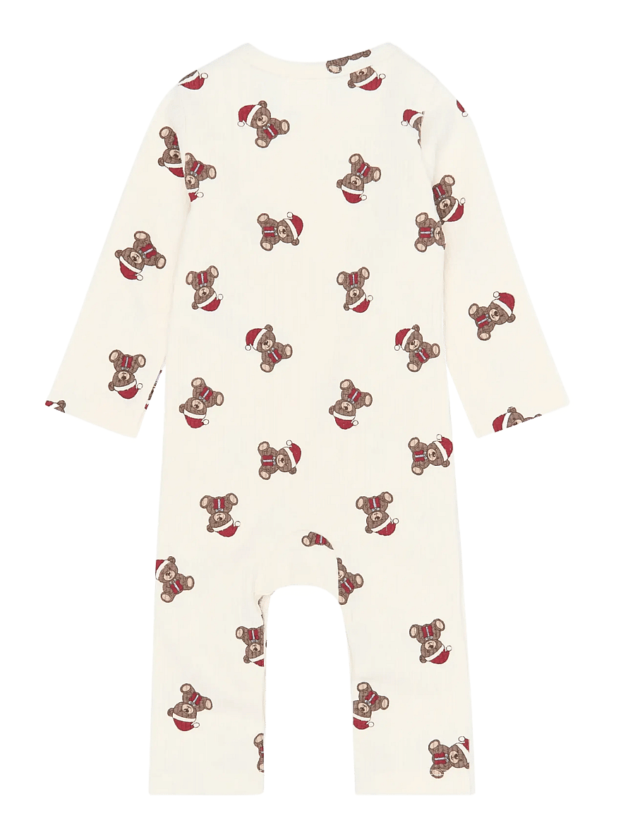 The New - TNSBHoliday Teddy L_S Rib Jumpsuit - kombinesoonid - gardenia aop - 1