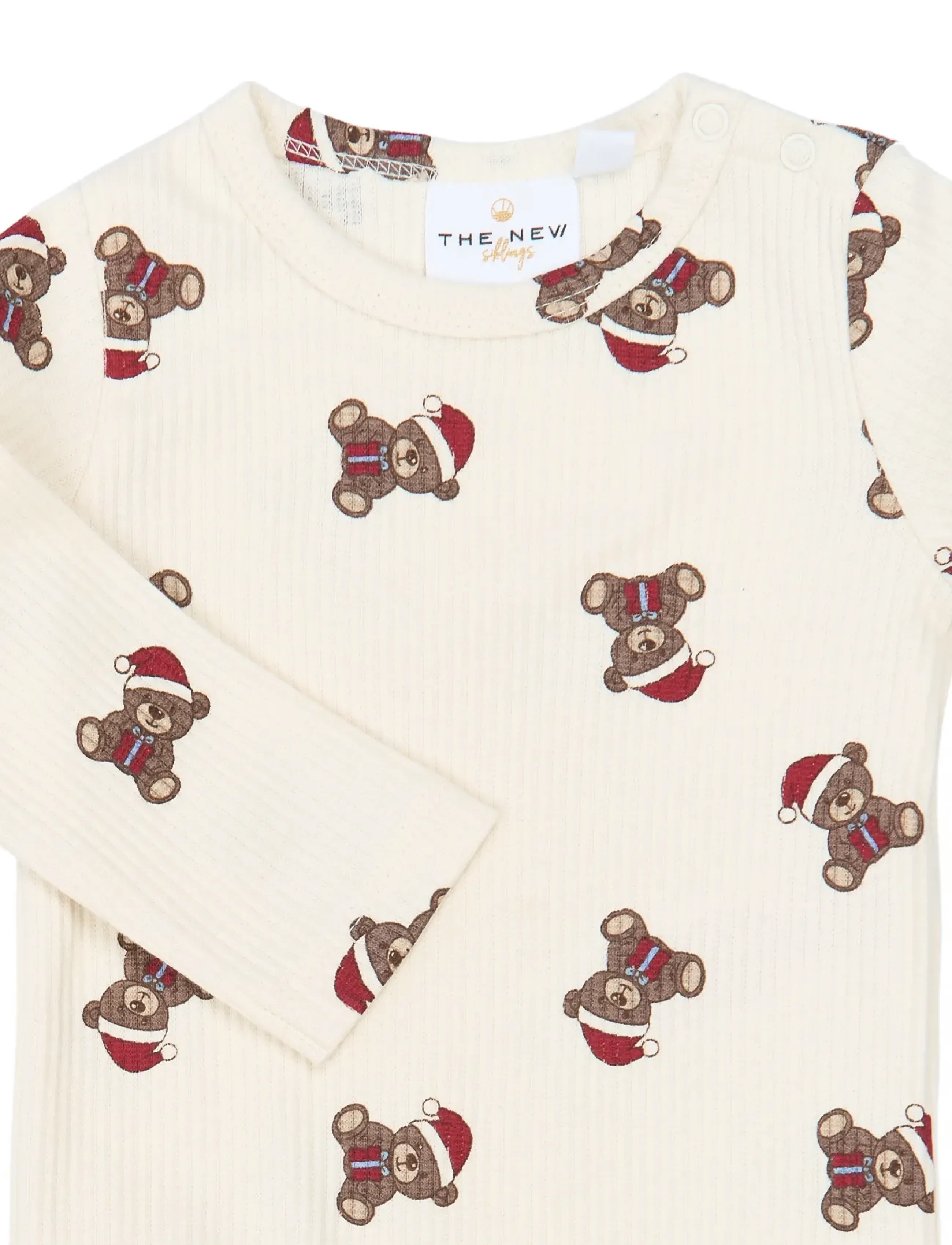 The New - TNSBHoliday Teddy L_S Rib Jumpsuit - kombinesoonid - gardenia aop - 2