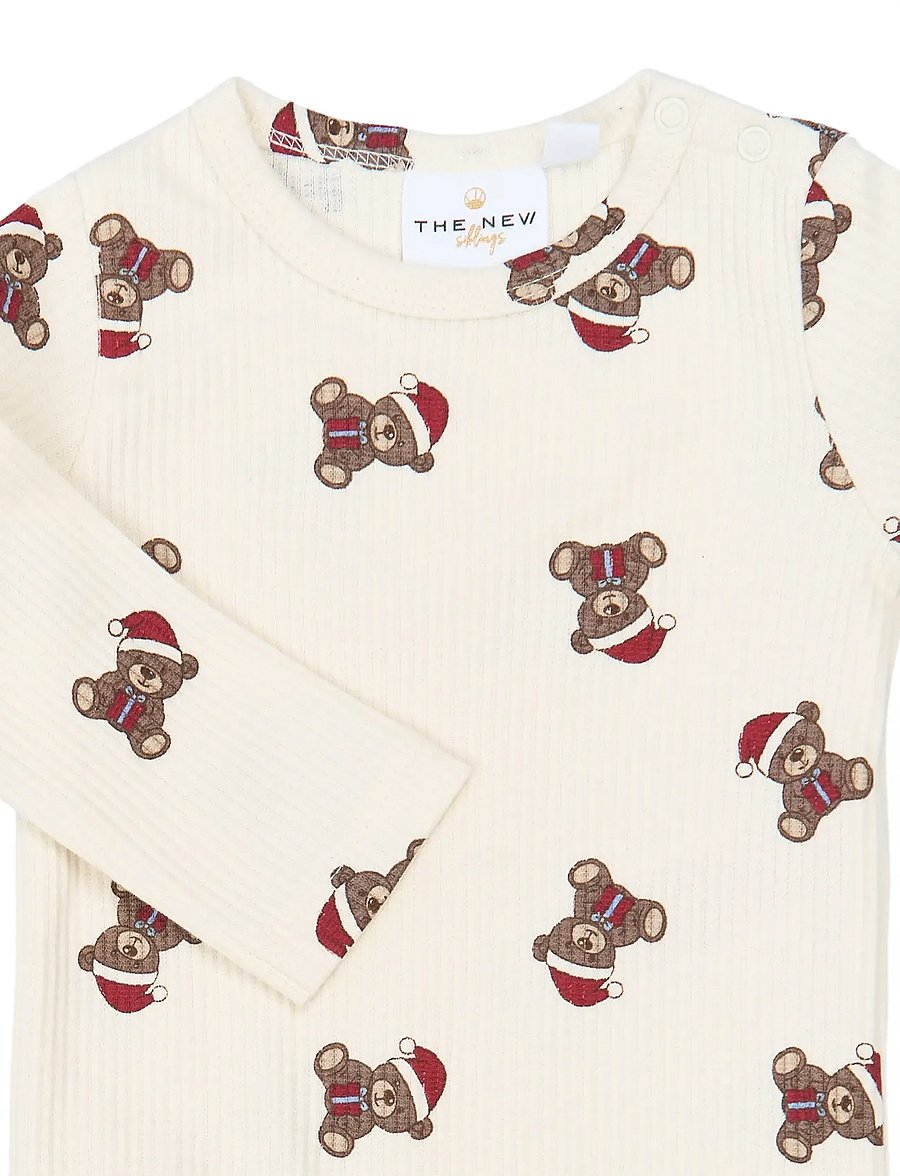 The New - TNSBHoliday Teddy L_S Rib Jumpsuit - kombinesoonid - gardenia aop - 2