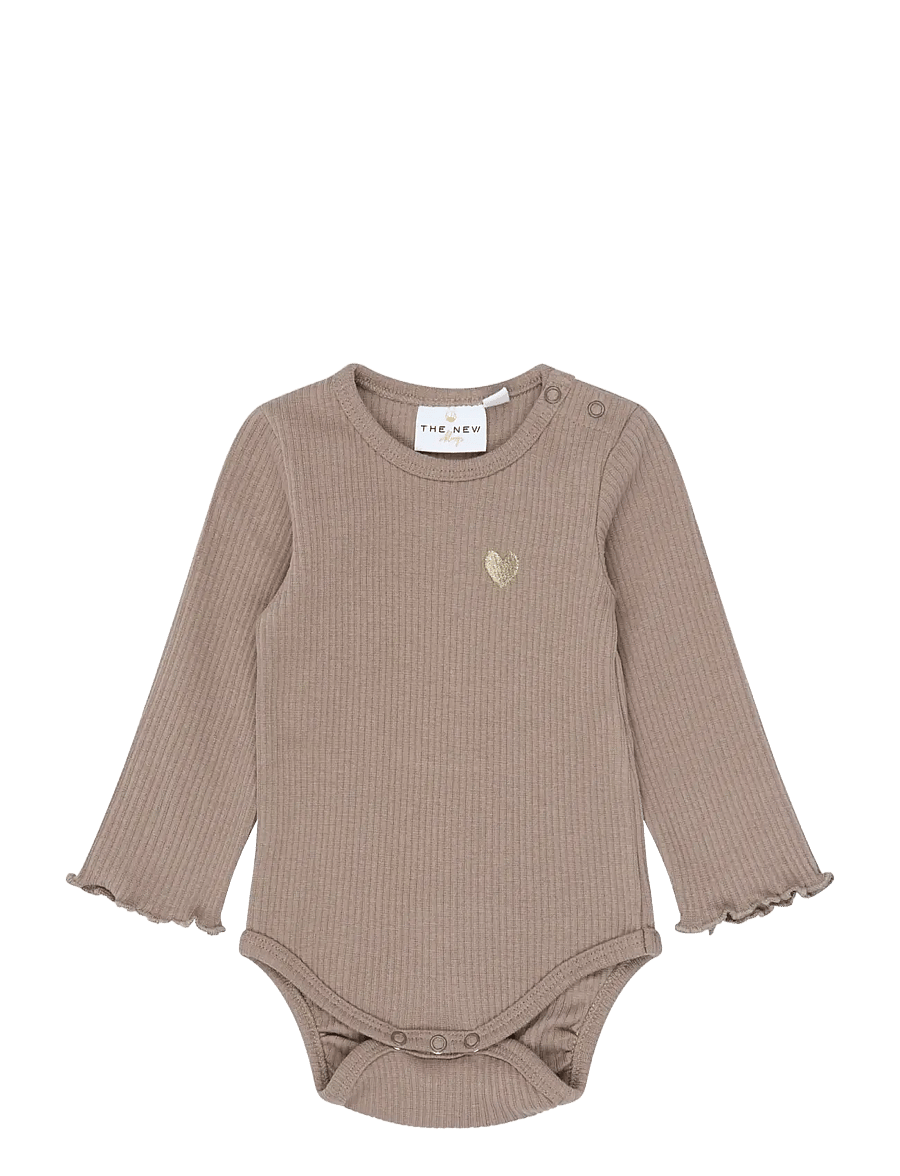 The New - TNSBYanni L_S Rib Body - pikkade varrukatega bodid - taupe gray tn - 0