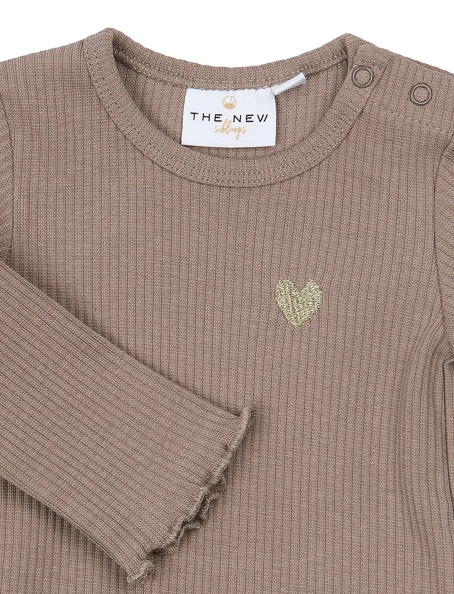 The New - TNSBYanni L_S Rib Body - pikkade varrukatega bodid - taupe gray tn - 2