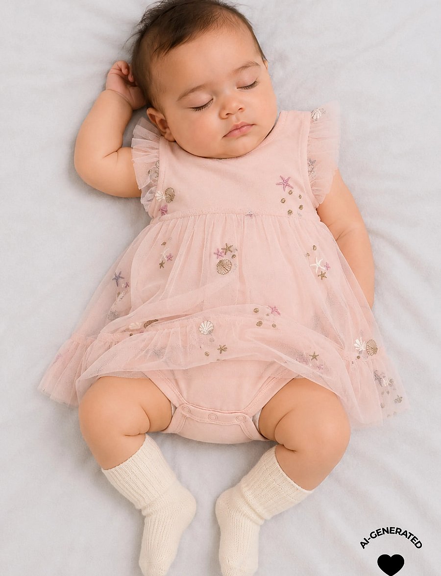 The New - TNSBTulla S_L Bodydress - Ærmeløse babykjoler - peach whip emb - 0