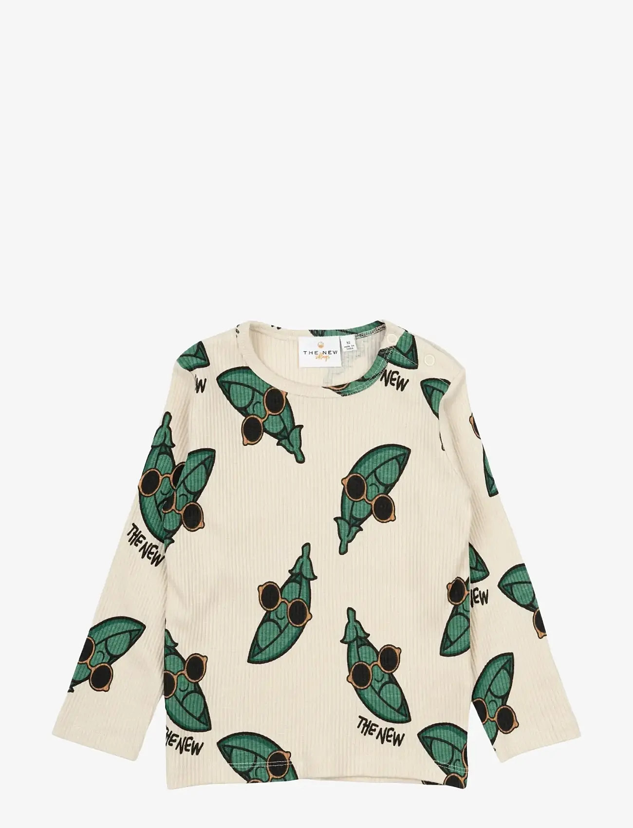 The New - TNSTNevi L_S Rib Tee - langærmede t-shirts - white swan aop - 0
