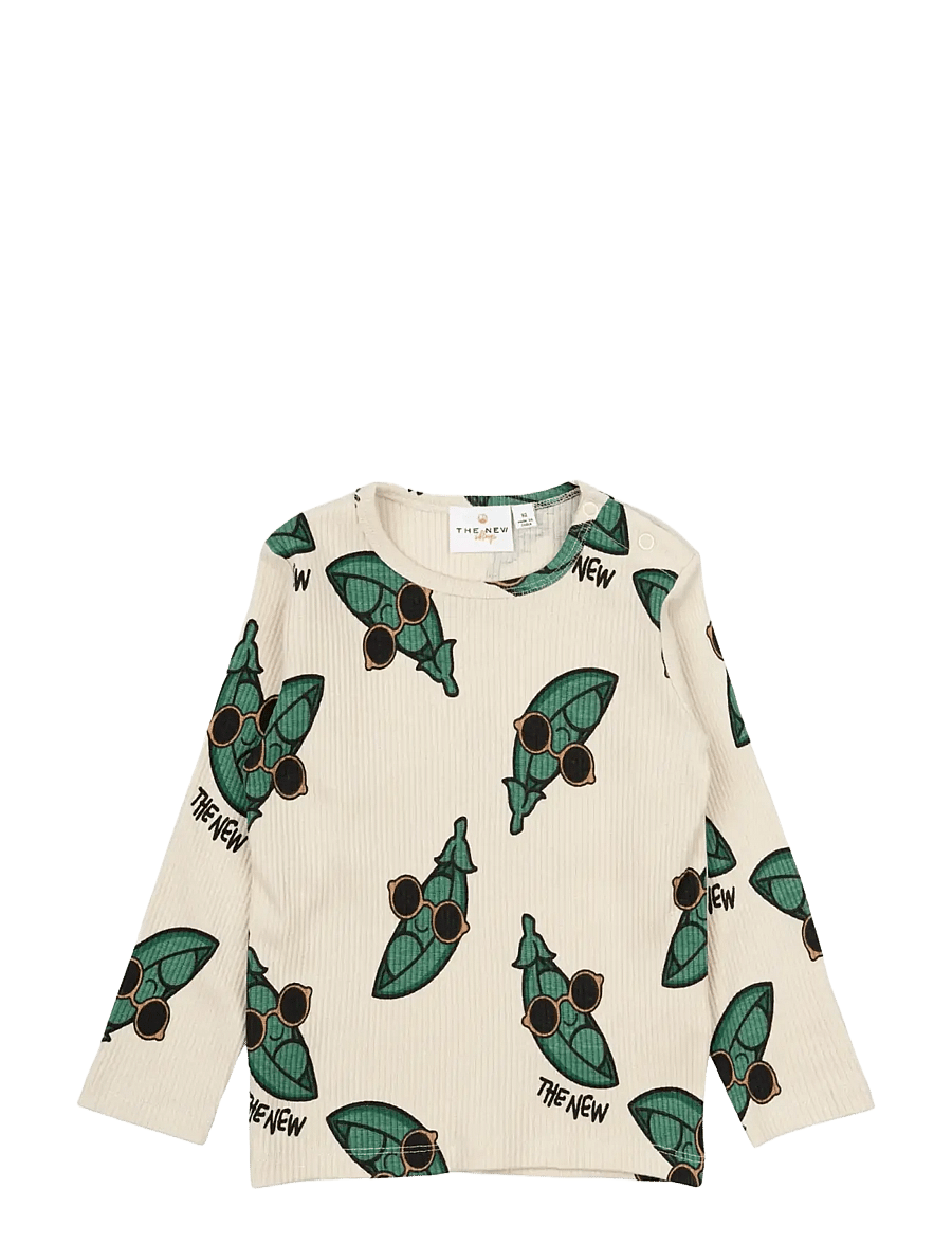 The New - TNSTNevi L_S Rib Tee - pikkade varrukatega t-särgid - white swan aop - 0