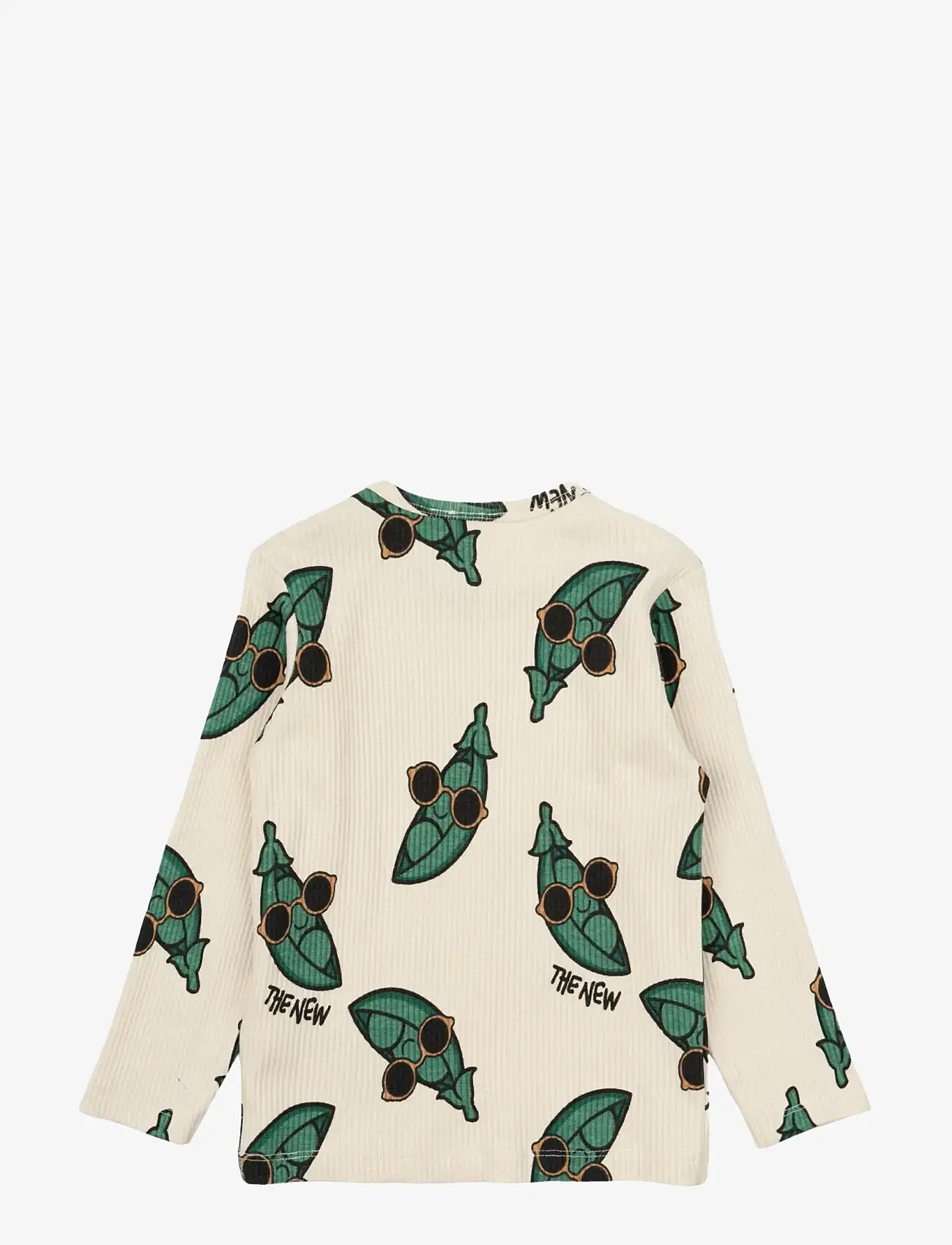 The New - TNSTNevi L_S Rib Tee - langærmede t-shirts - white swan aop - 1