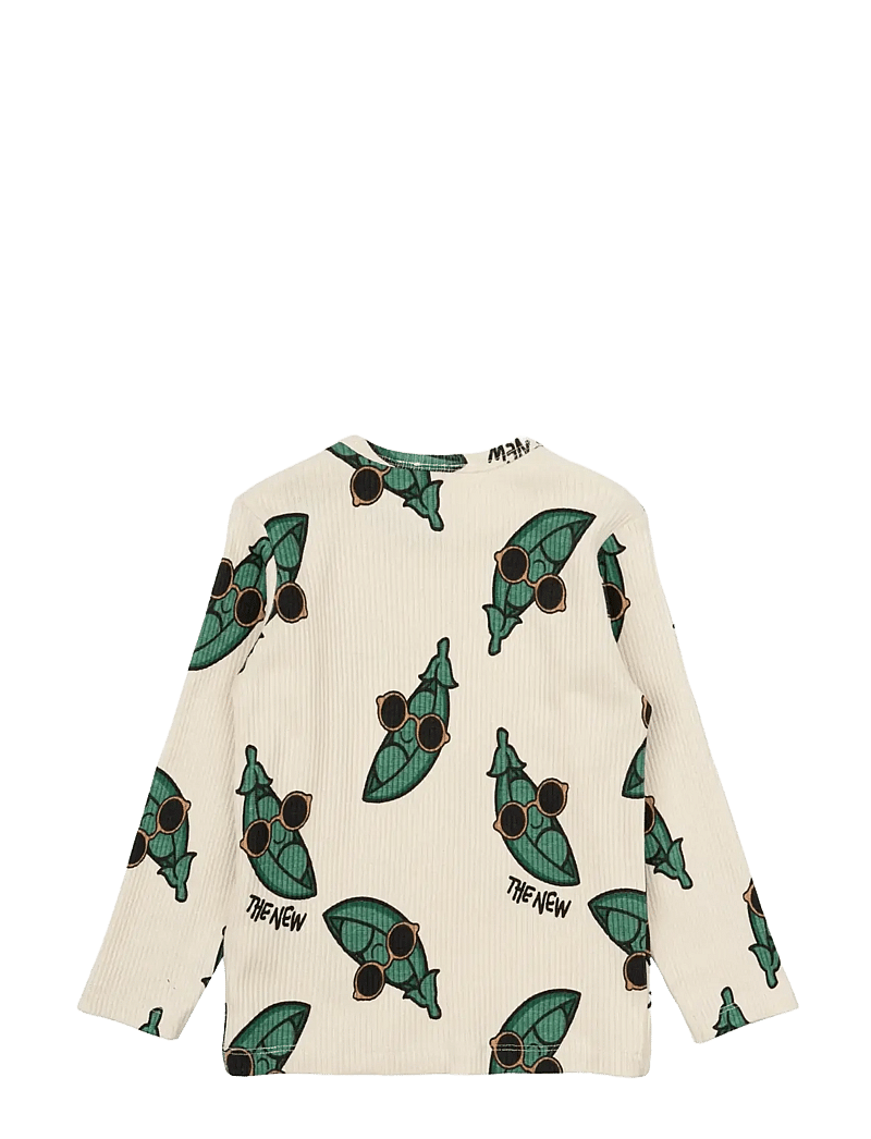 The New - TNSTNevi L_S Rib Tee - langærmede t-shirts - white swan aop - 1