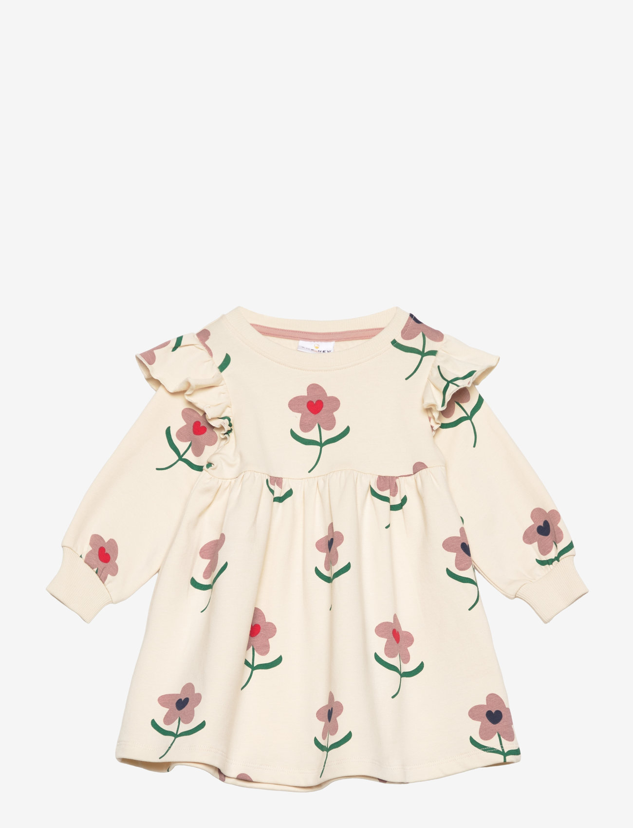 The New - TNSTNetty L_S Sweat Dress - långärmade babyklänningar - white swan aop - 0