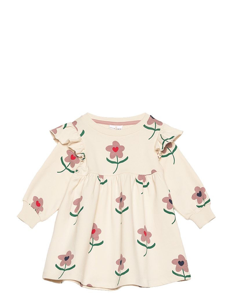 The New - TNSTNetty L_S Sweat Dress - långärmade babyklänningar - white swan aop - 0