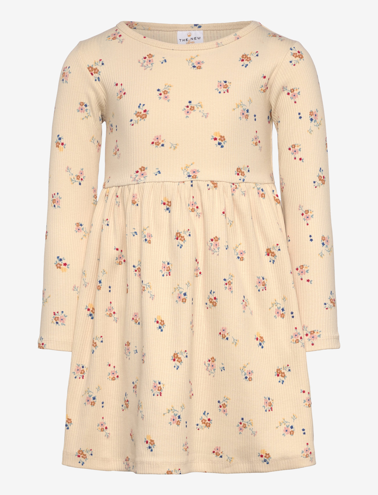 The New - TNSTNaya L_S Rib Dress - long-sleeved baby dresses - white swan aop - 0