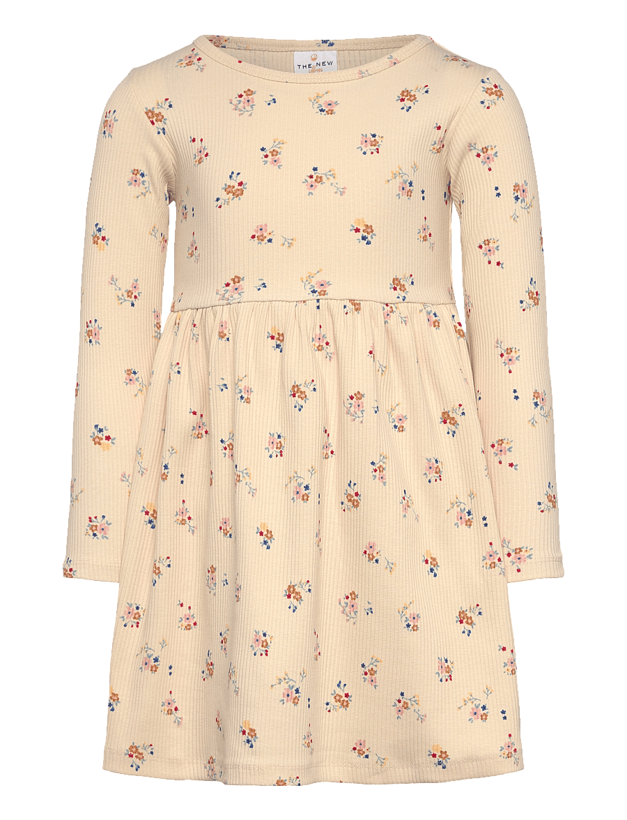 The New - TNSTNaya L_S Rib Dress - langärmelige babykleider - white swan aop - 0