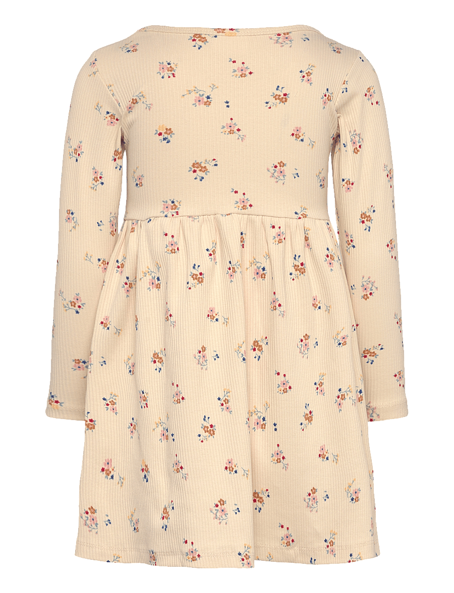 The New - TNSTNaya L_S Rib Dress - langärmelige babykleider - white swan aop - 1