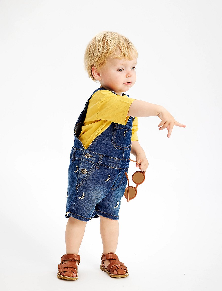 The New - TNSTOtis Short Denim Dungarees - medium blue denim emb - 0