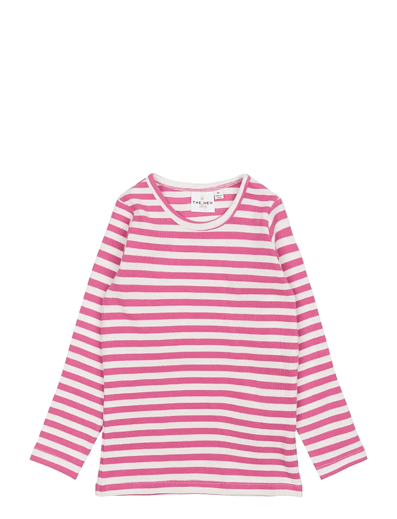 The New - TNSTFro L_S Rib Tee - långärmade t-shirts - ibis rose striped - 1