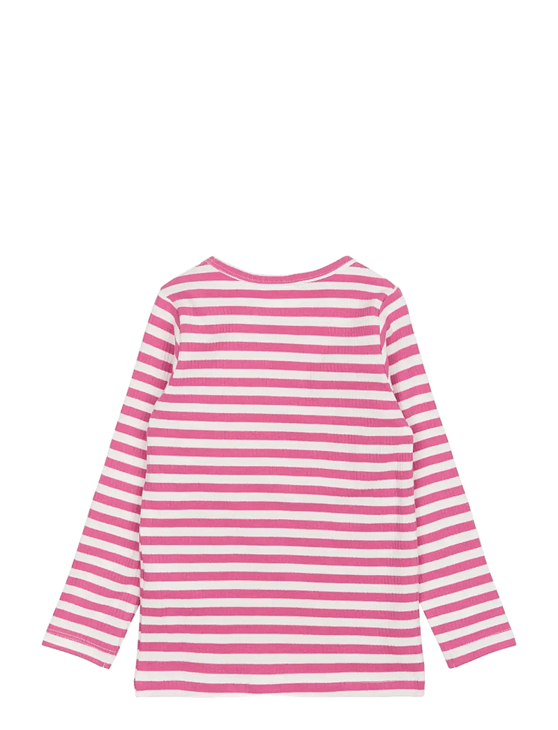 The New - TNSTFro L_S Rib Tee - långärmade t-shirts - ibis rose striped - 2