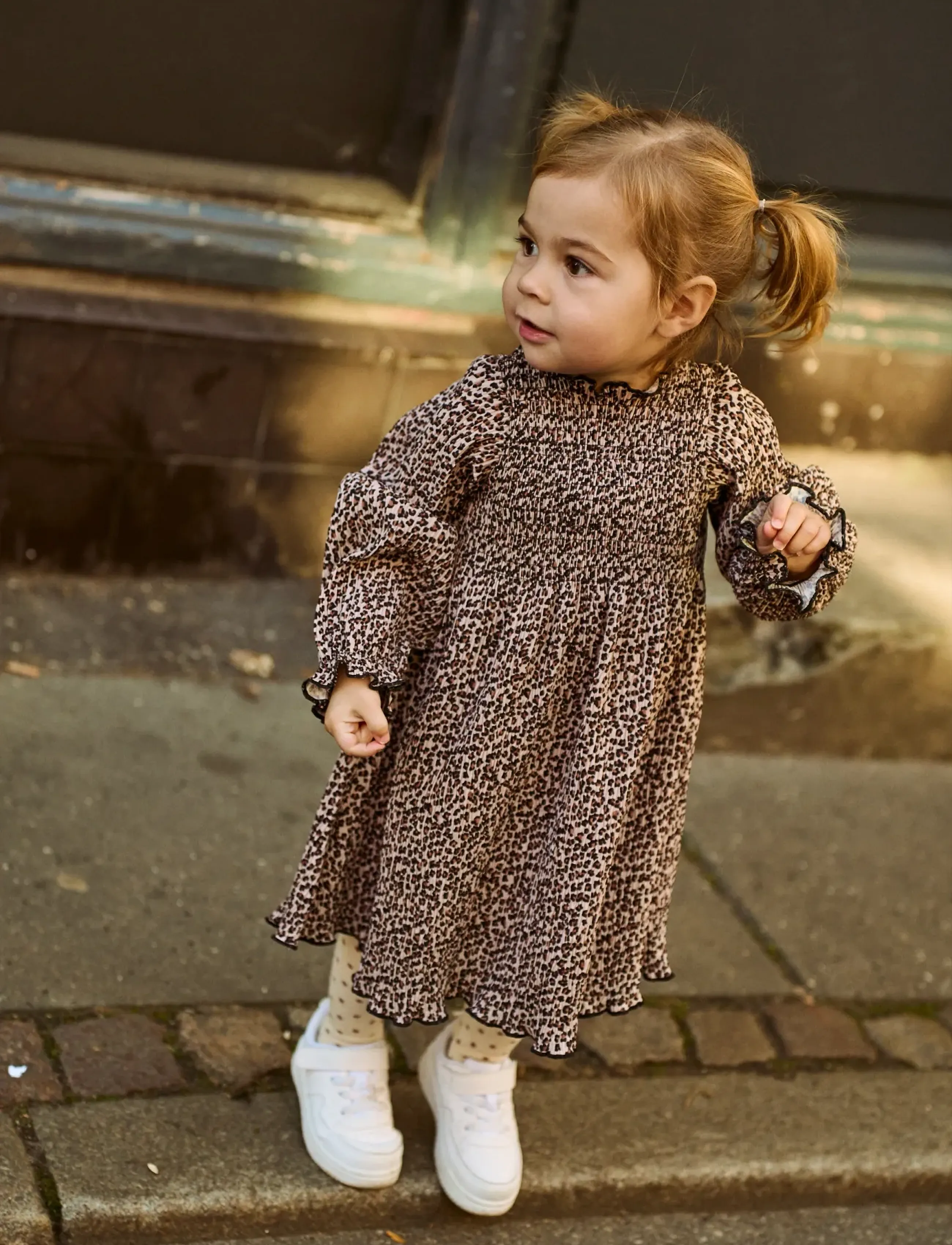 The New - TNSTPetula L_S Pleat Dress - pikkade varrukatega beebi kleidid - feather gray aop - 0