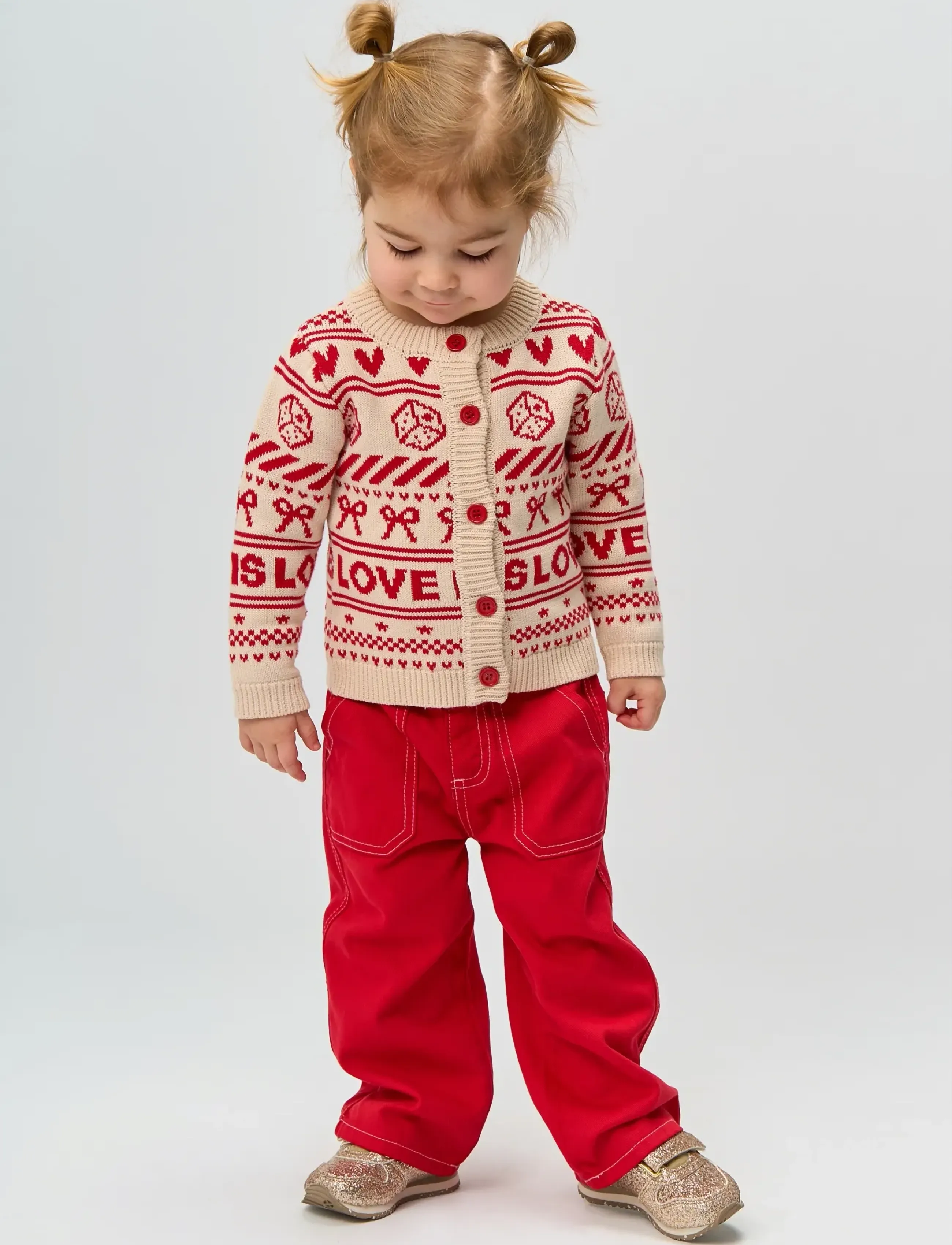 The New Tnstregina Jacquard Cardigan, 104, Knitwear, Creme - Cardigans, Kinder