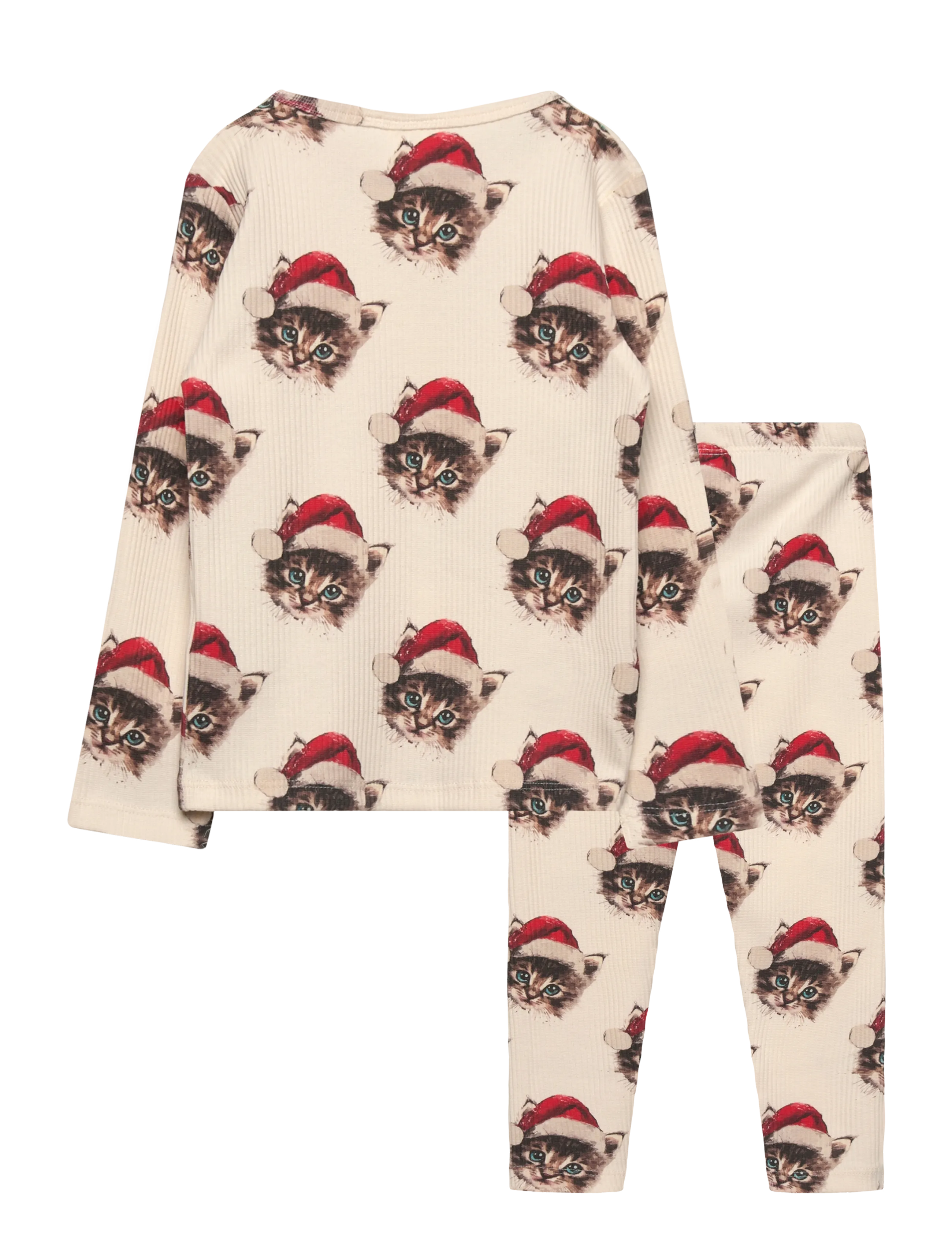 The New - TNSTHoliday Rib Night Set - gardenia cat aop - 1