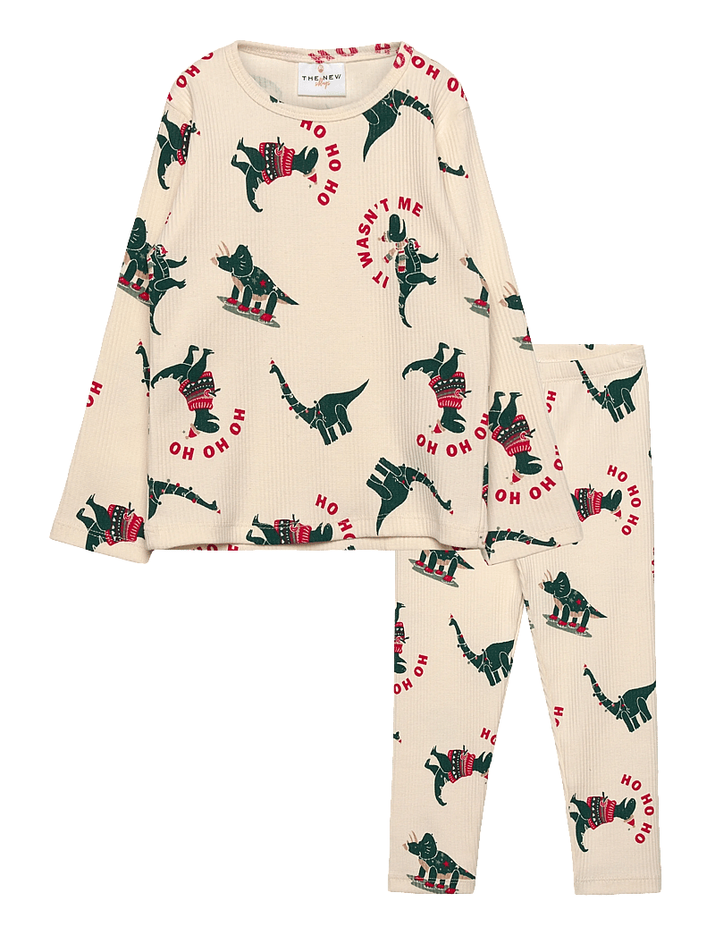 The New - TNSTHoliday Rib Night Set - pyjama-sets - gardenia dino aop - 0