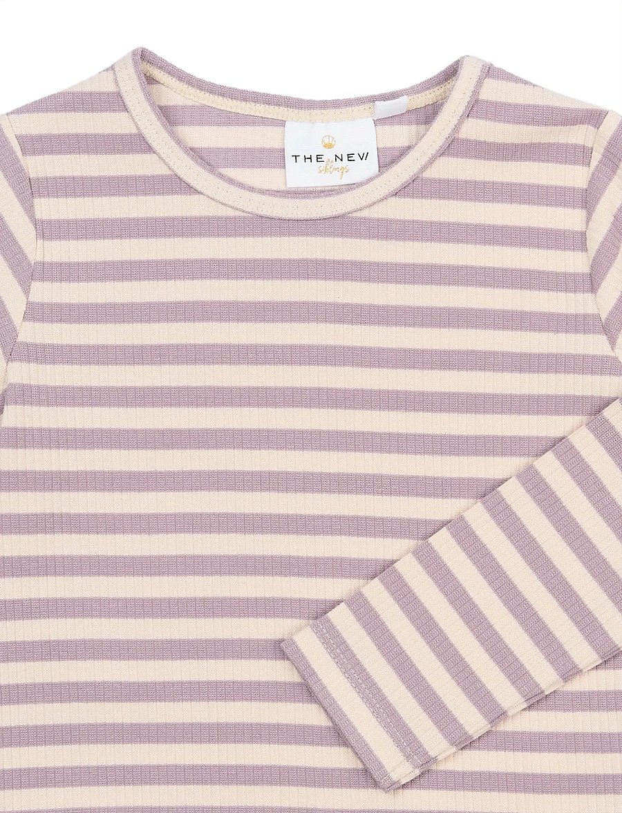 The New - TNSTFro L_S Rib Tee - langærmede t-shirts - sea fog striped - 2
