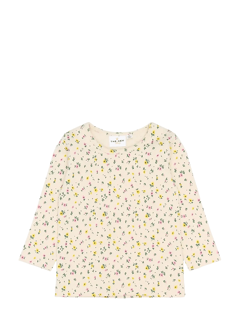 The New - TNSTSelma L_S Rib Tee - langærmede t-shirts - gardenia aop - 0