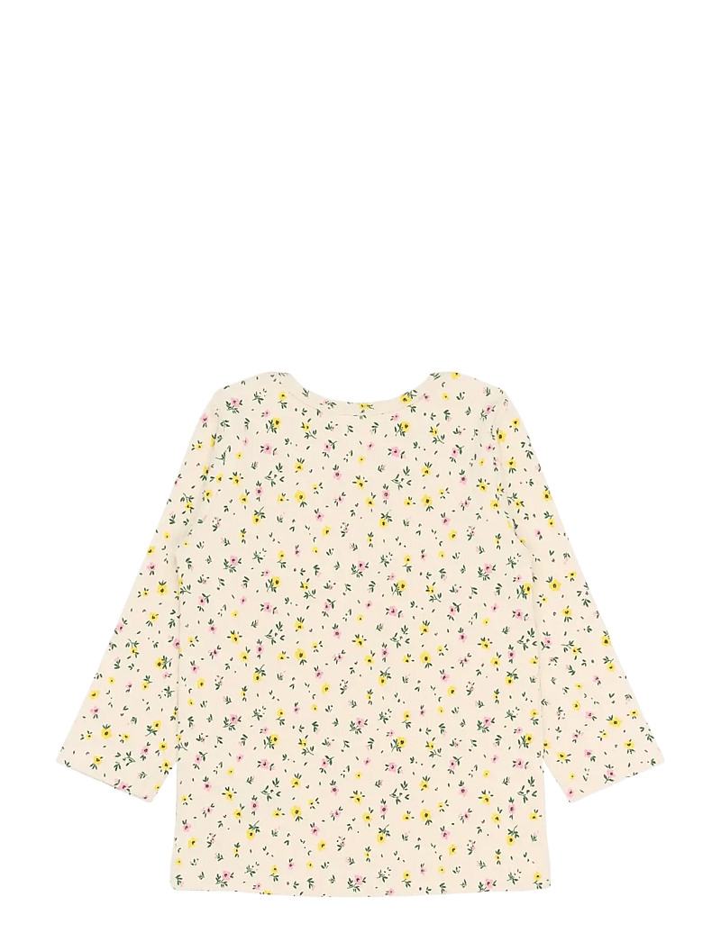 The New - TNSTSelma L_S Rib Tee - langærmede t-shirts - gardenia aop - 1