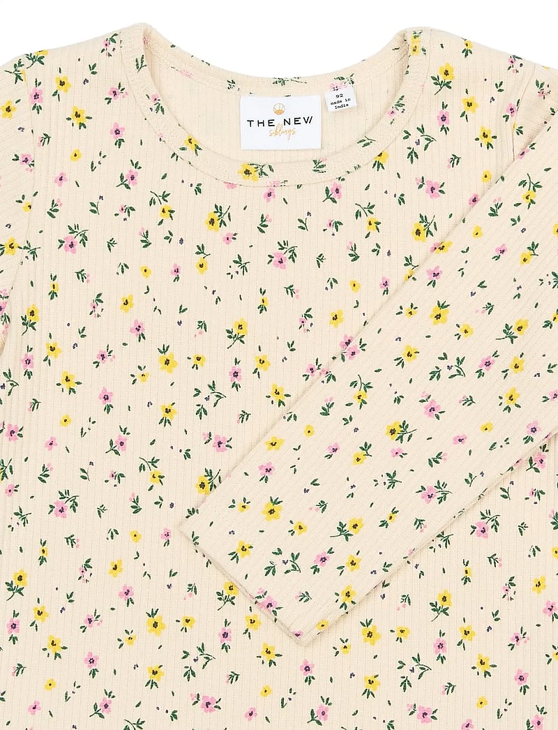 The New - TNSTSelma L_S Rib Tee - langærmede t-shirts - gardenia aop - 2