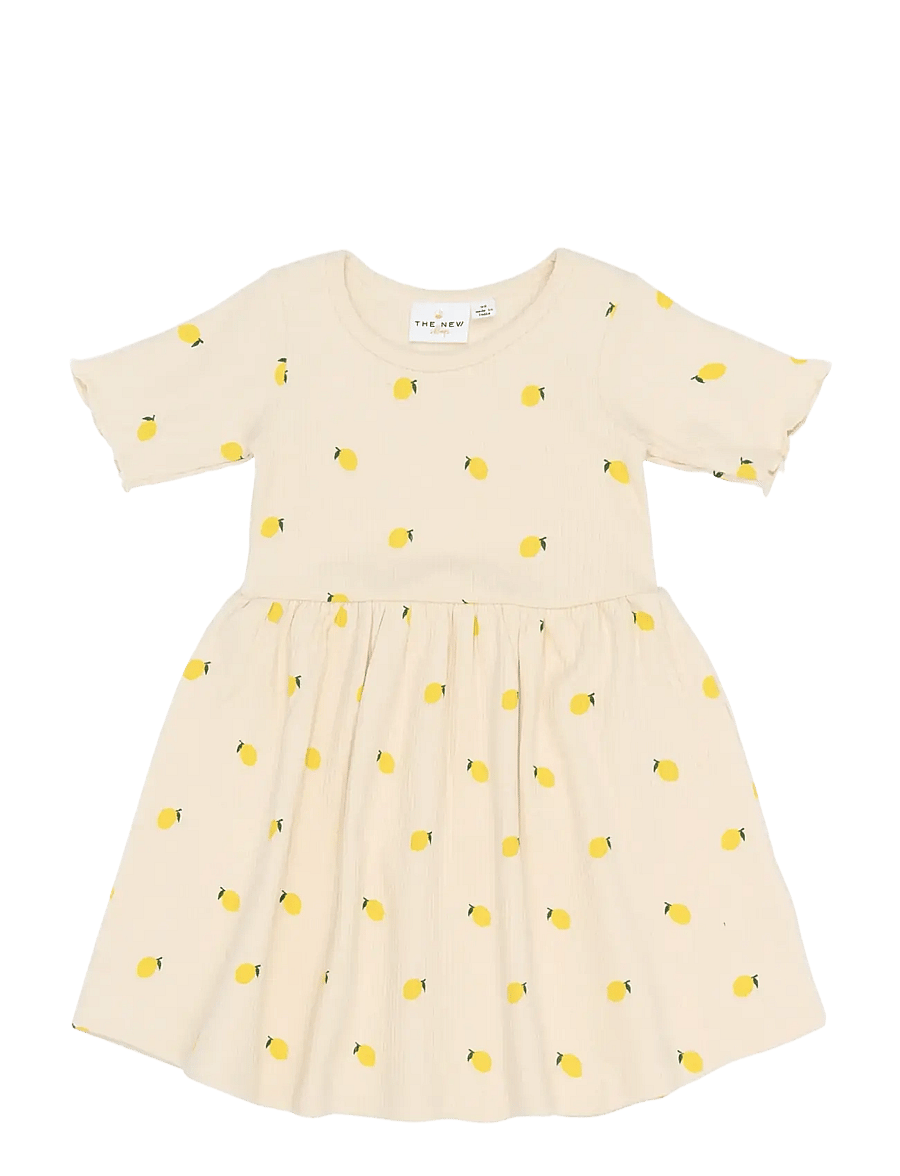 The New - TNSTSmilla S_S Rib Dress - stutterma hversdagskjólar - gardenia aop - 1