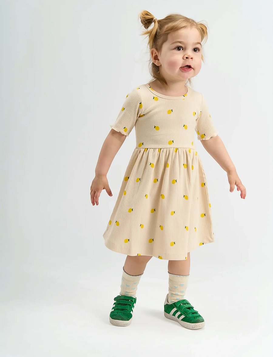 The New - TNSTSmilla S_S Rib Dress - stutterma hversdagskjólar - gardenia aop - 0