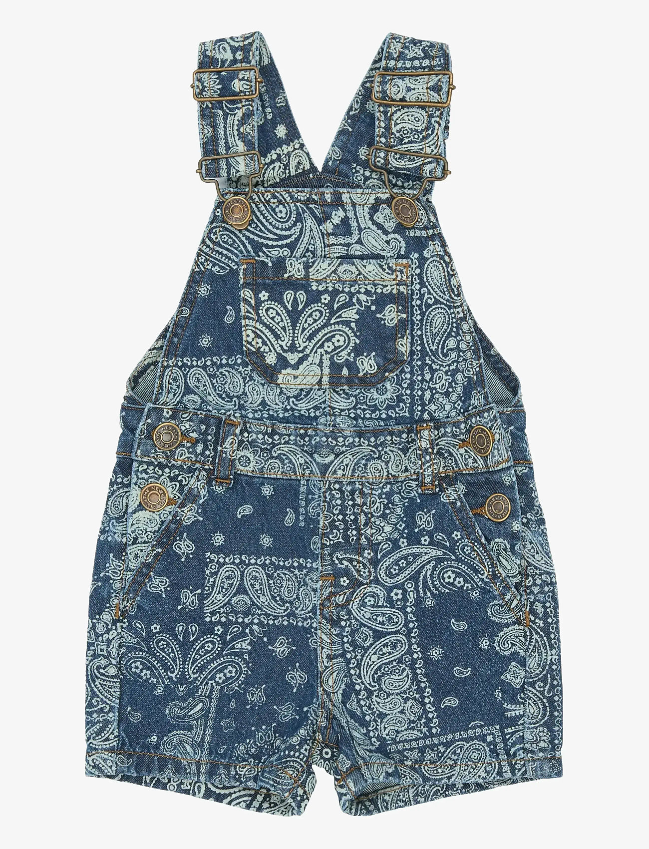 The New - TNSTStory Short Denim Dungarees - hängselbyxor - medium blue denim aop - 0