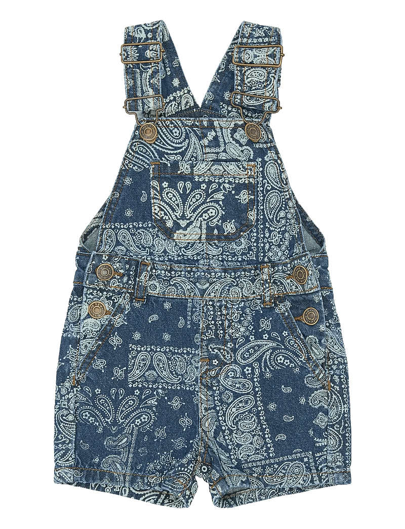 The New - TNSTStory Short Denim Dungarees - hängselbyxor - medium blue denim aop - 0