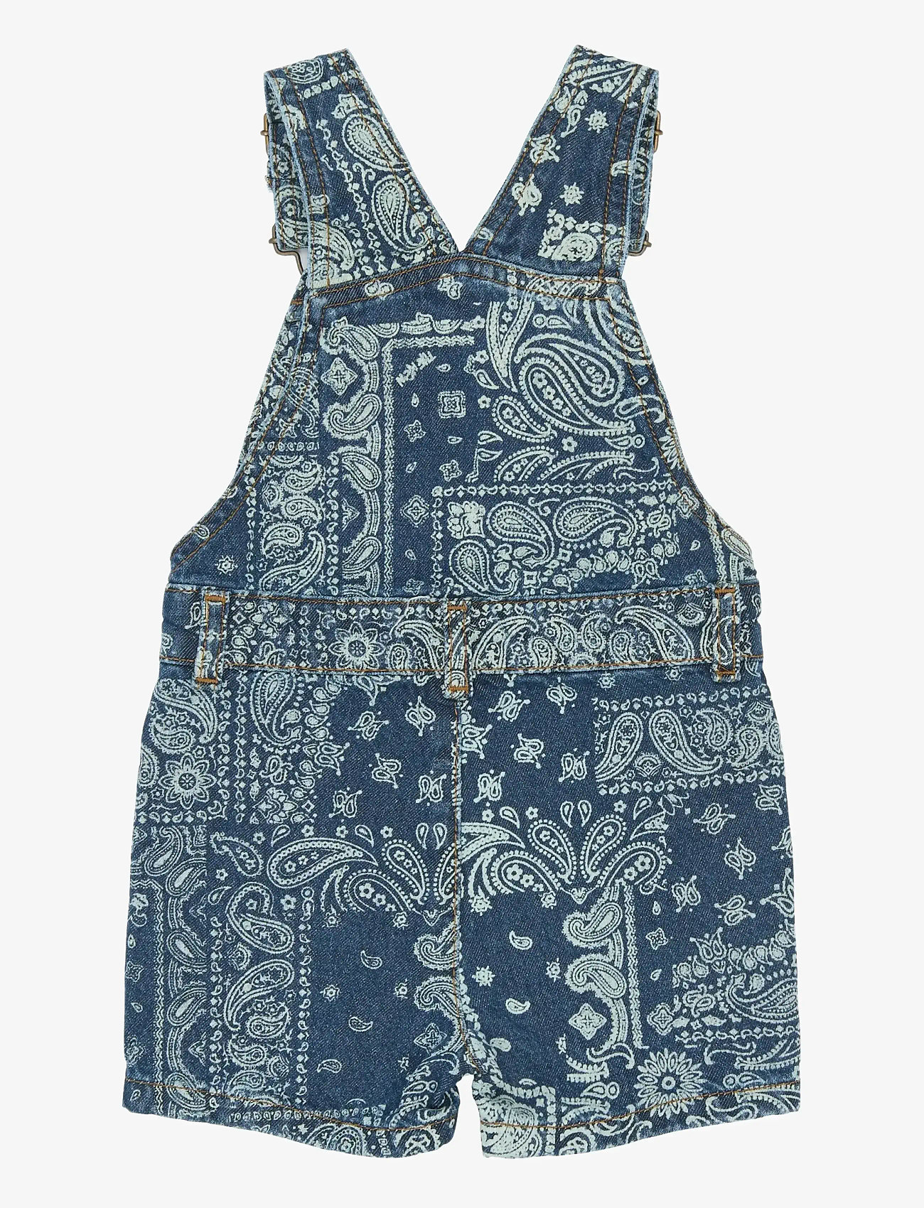The New - TNSTStory Short Denim Dungarees - hängselbyxor - medium blue denim aop - 1