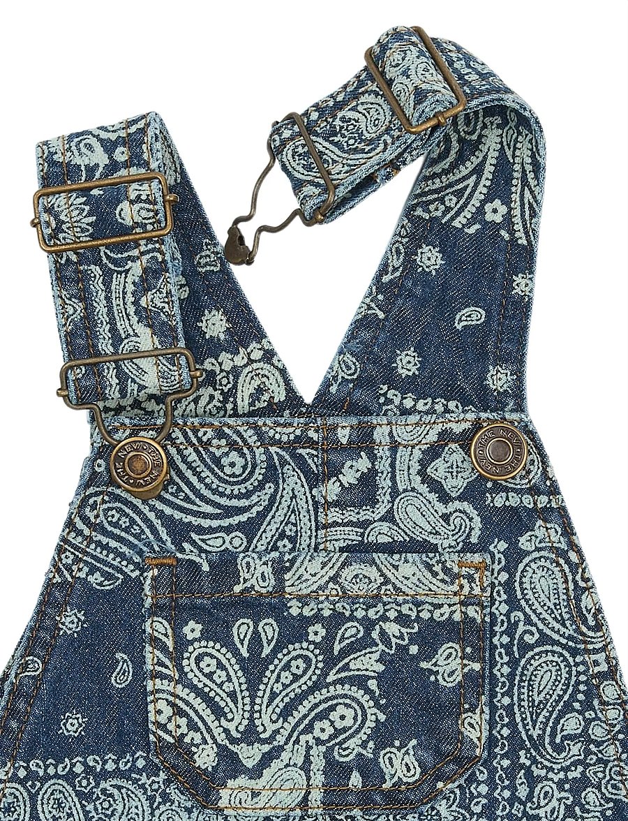 The New - TNSTStory Short Denim Dungarees - henkselihousut - medium blue denim aop - 2