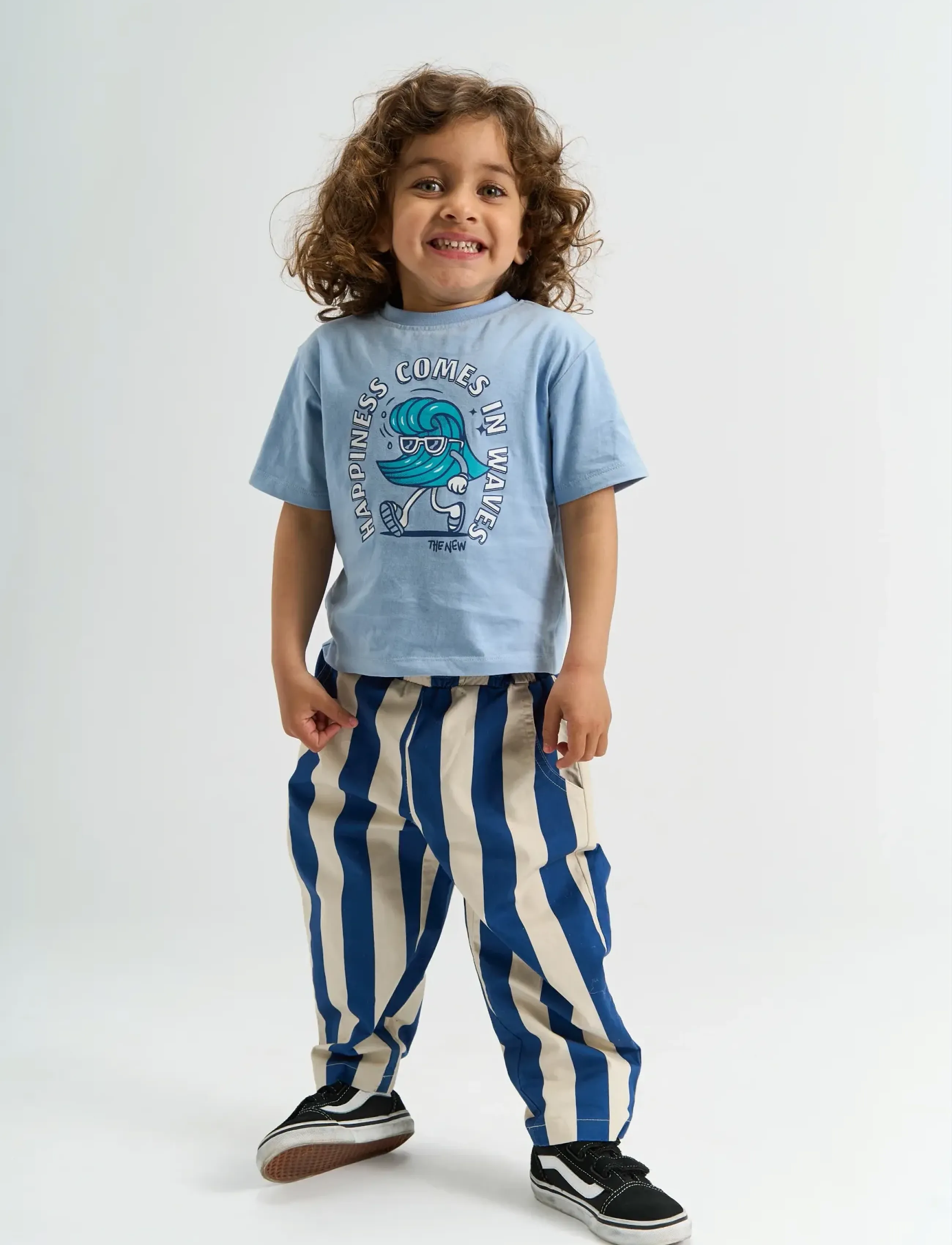 The New Tnstsilas Baggy Pants, Børn, Stribede Baggy Bukser, Blå, Str: 104