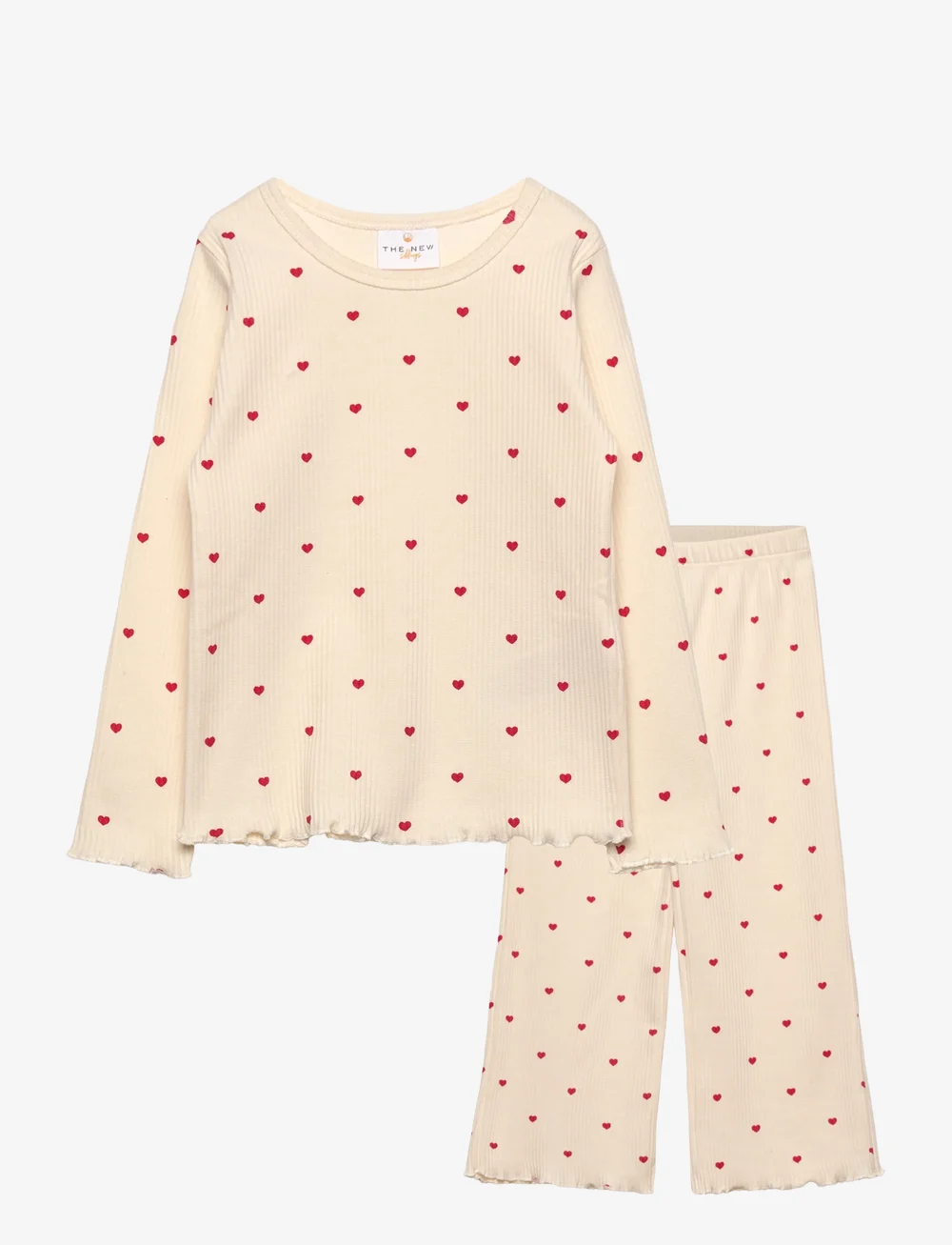 The New - TNSTHoliday Heart Rib Night Set - sets - gardenia aop - 0