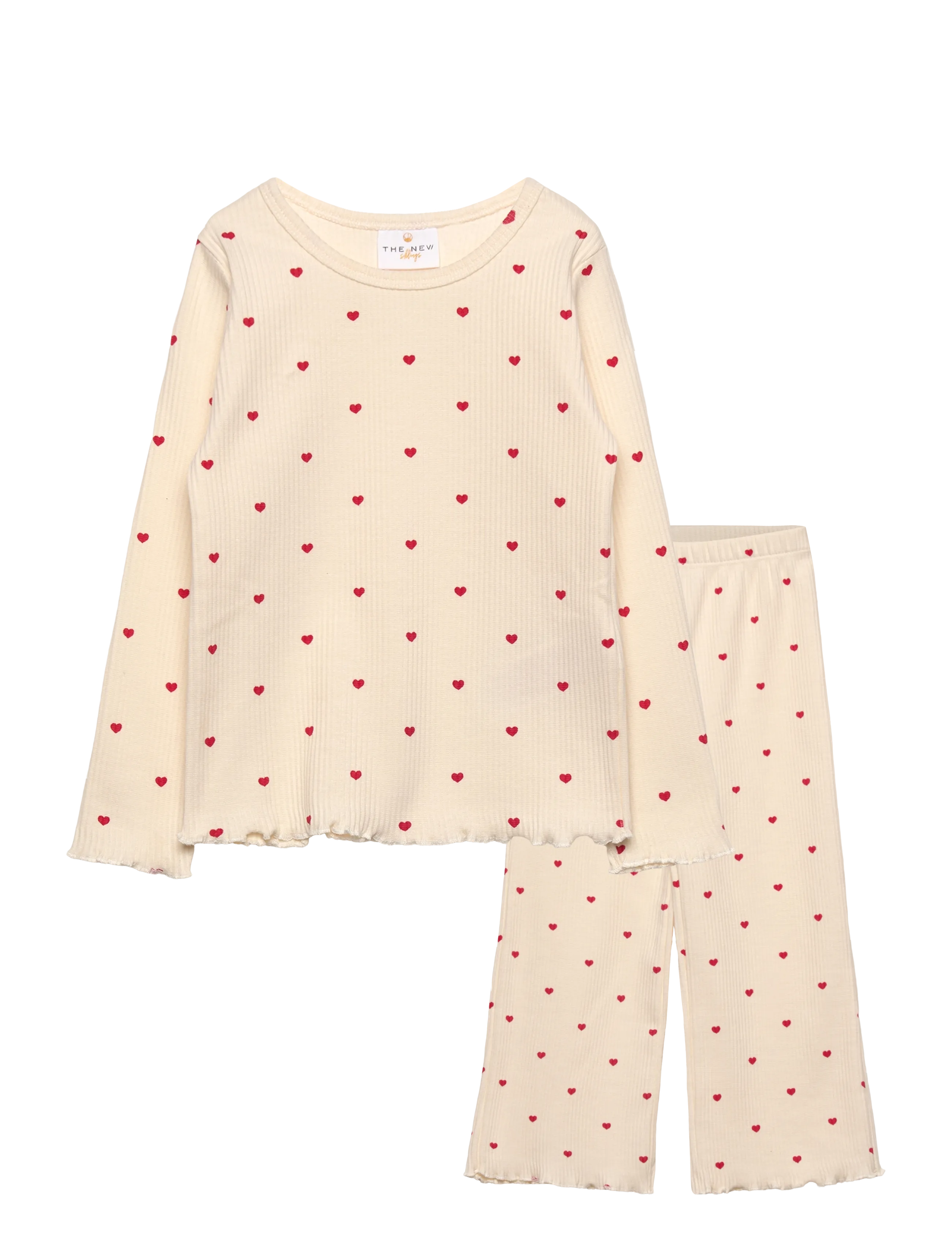 The New - TNSTHoliday Heart Rib Night Set - gardenia aop - 0