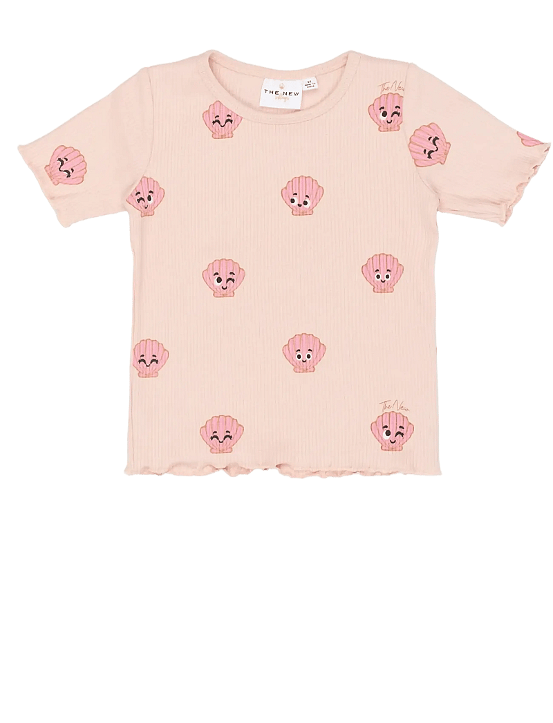 The New - TNSTTinker S_S Rib Tee - kortærmede t-shirts - peach whip aop - 1